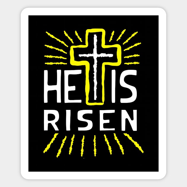 He is risen, with cross white text Magnet by Selah Shop